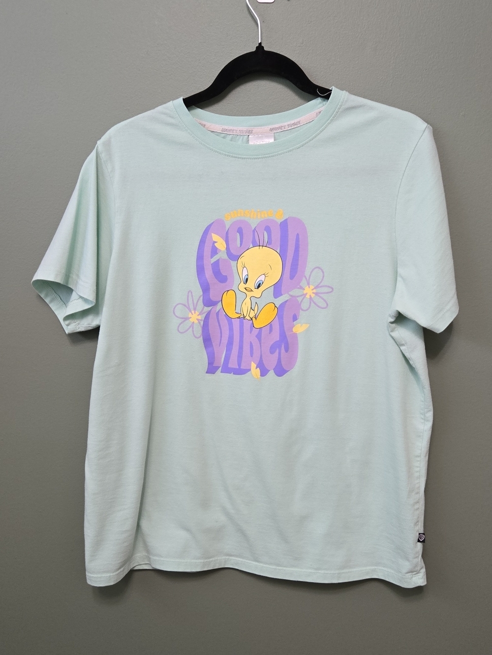Warner Bros. Tweety 'Good Vibes' Tee - Mint with Yellow & Purple Graphic Sz 2XL